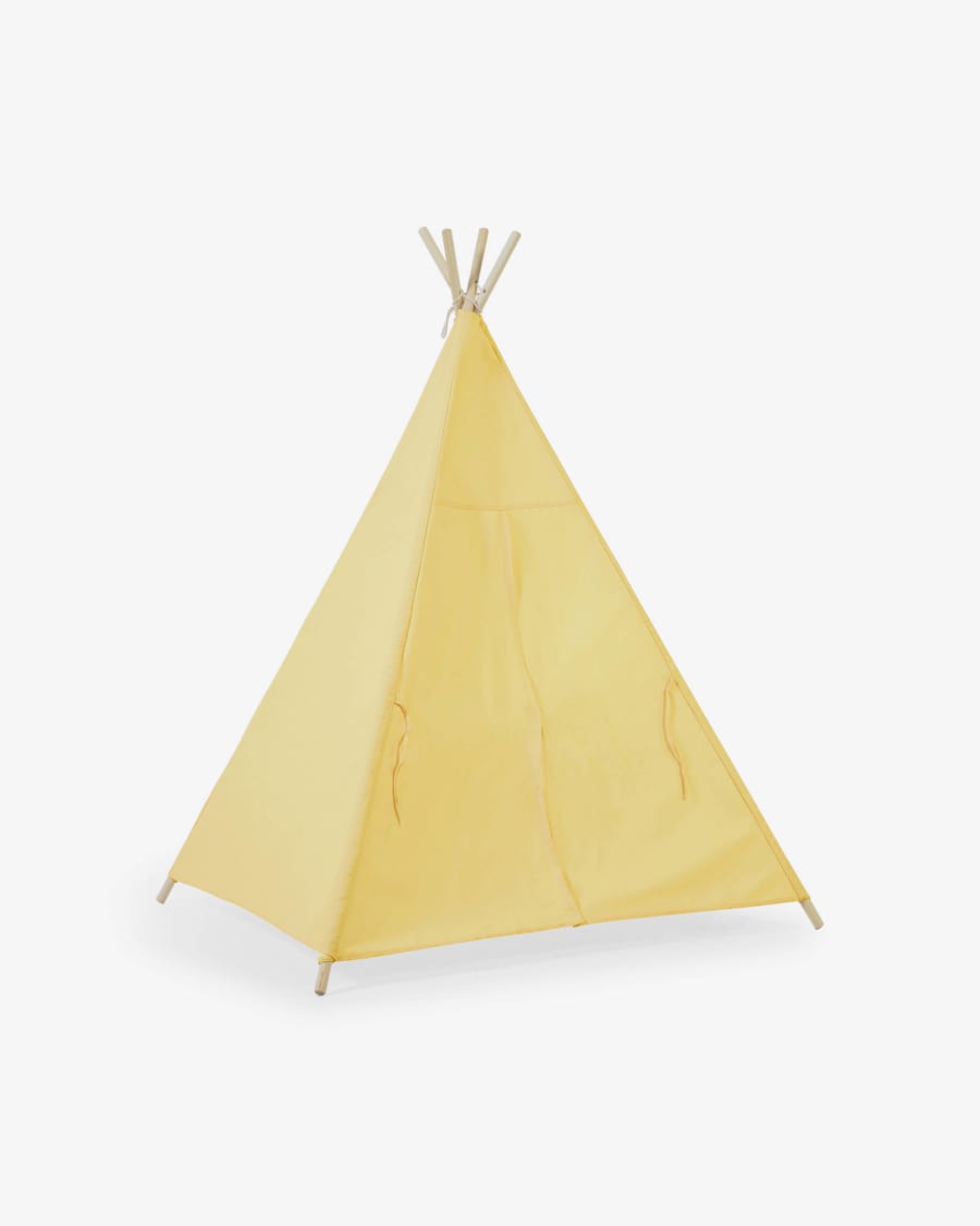 Darlyn 100% mustard cotton tipi with solid pine wood legs