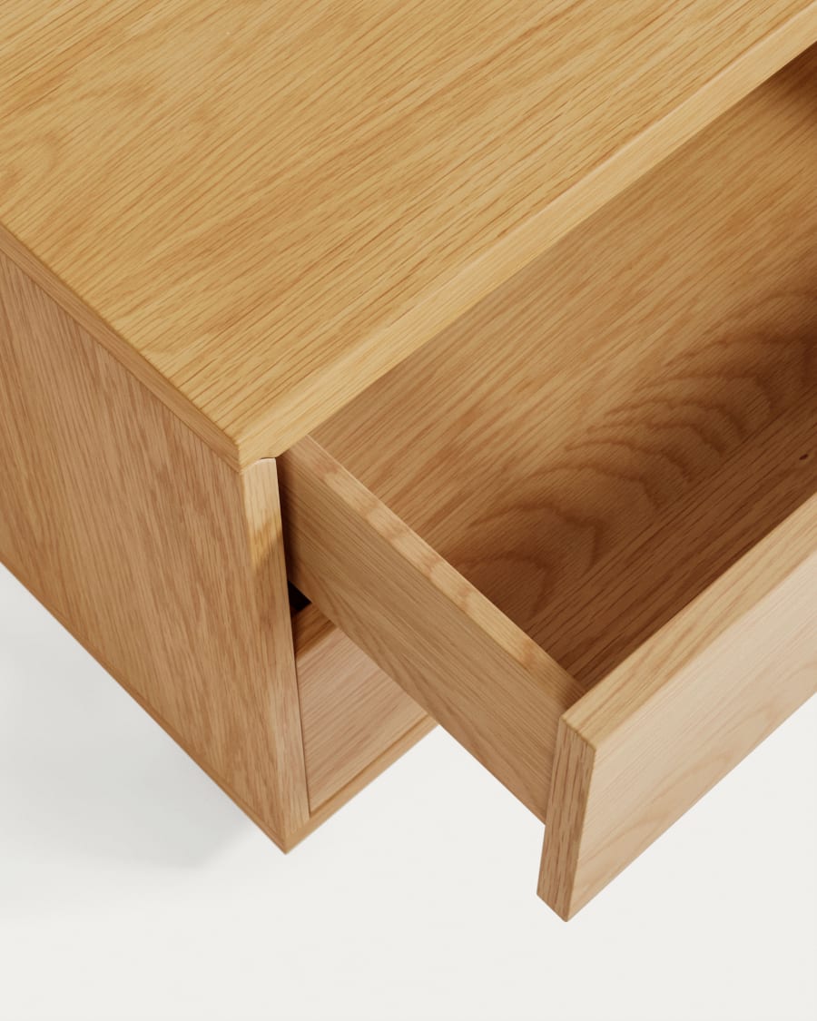 Abilen oak veneer and white lacquer bedside table, 53 x 44 cm, certified FSC 100%