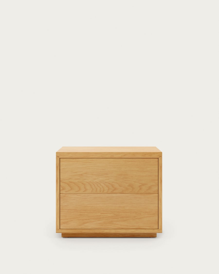 Abilen oak veneer and white lacquer bedside table, 53 x 44 cm, certified FSC 100%