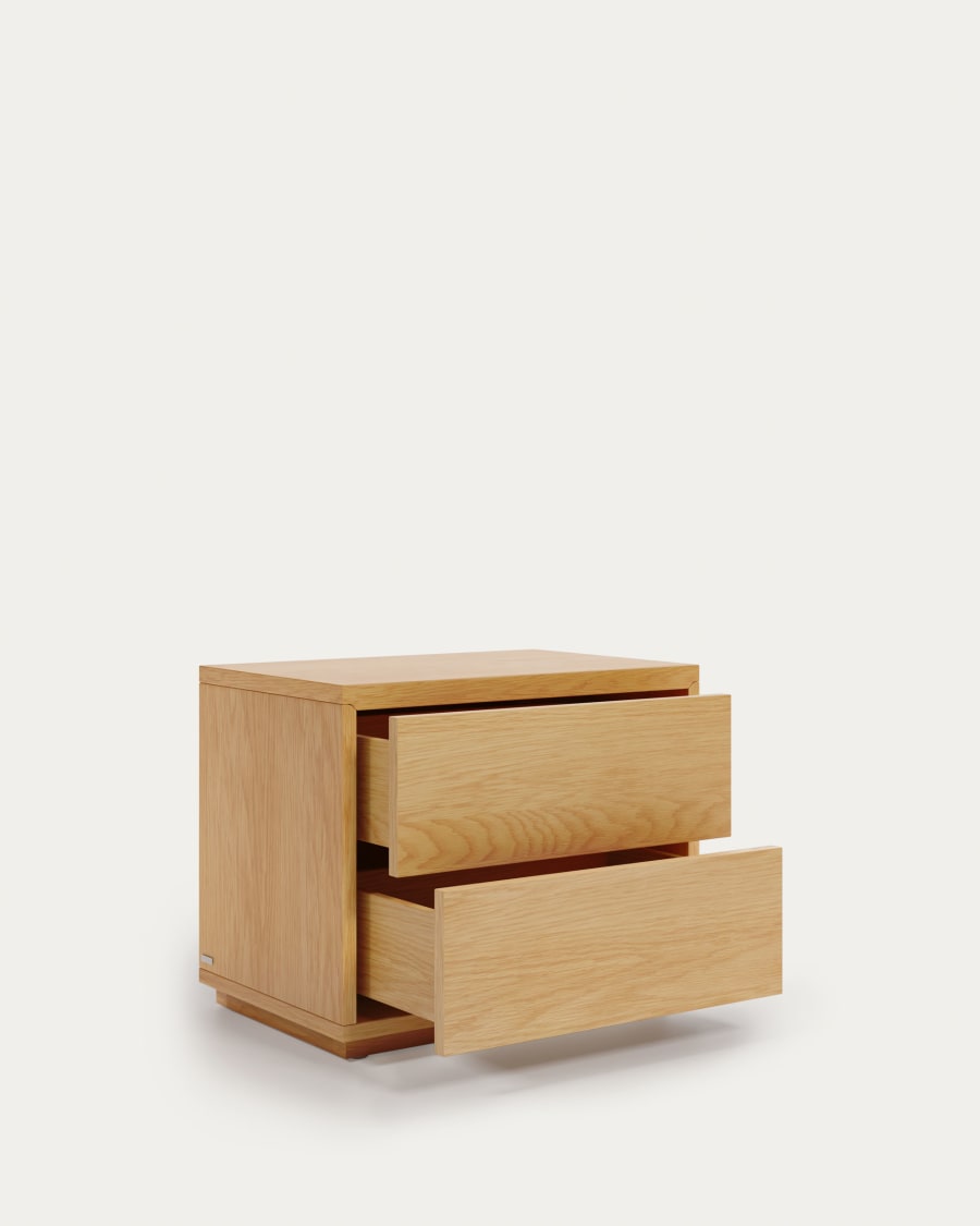 Abilen oak veneer and white lacquer bedside table, 53 x 44 cm, certified FSC 100%