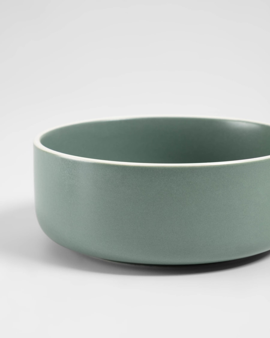 Set of large and small Shun bowls in green porcelain
