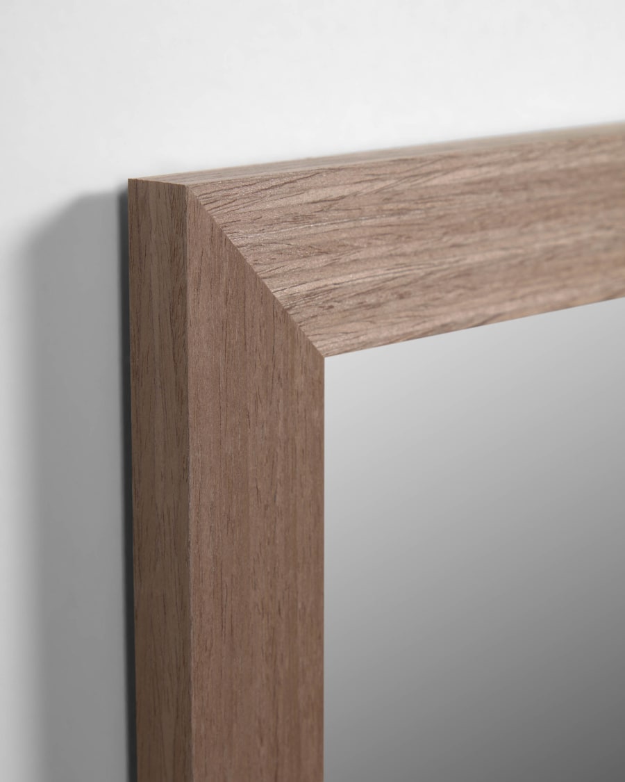Wilany wide frame mirror in MDF with walnut finish 47 x 57.5 cm