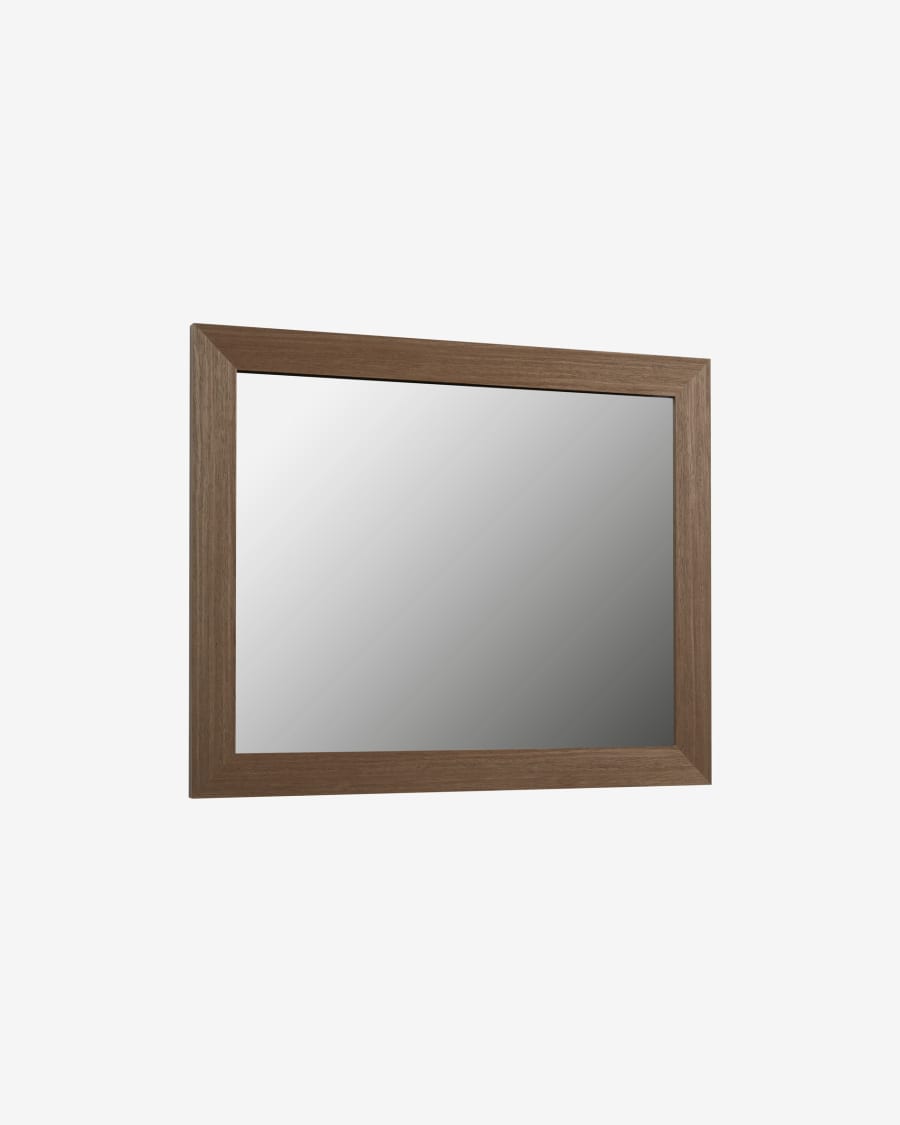 Wilany wide frame mirror in MDF with walnut finish 47 x 57.5 cm