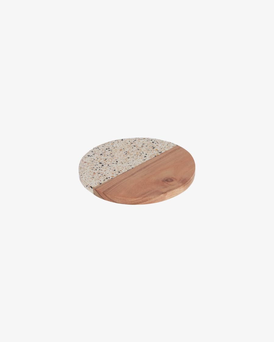 Verna round wood and terrazzo serving board