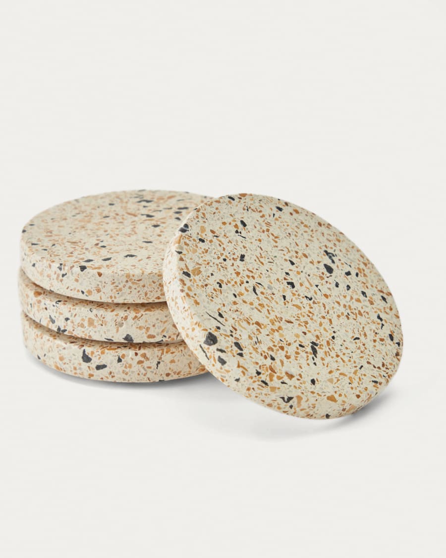 Verna set of 4 coasters in white terrazzo