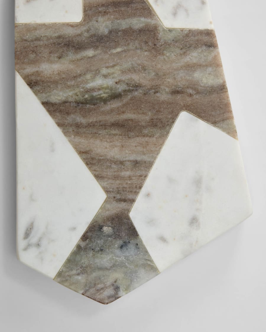 Vanina triangular serving board in brown and white marble