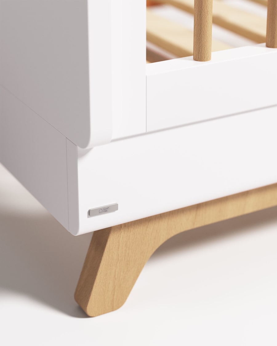 Maralis evolving cot made from solid beech wood with a white finish, 70 x 140 cm
