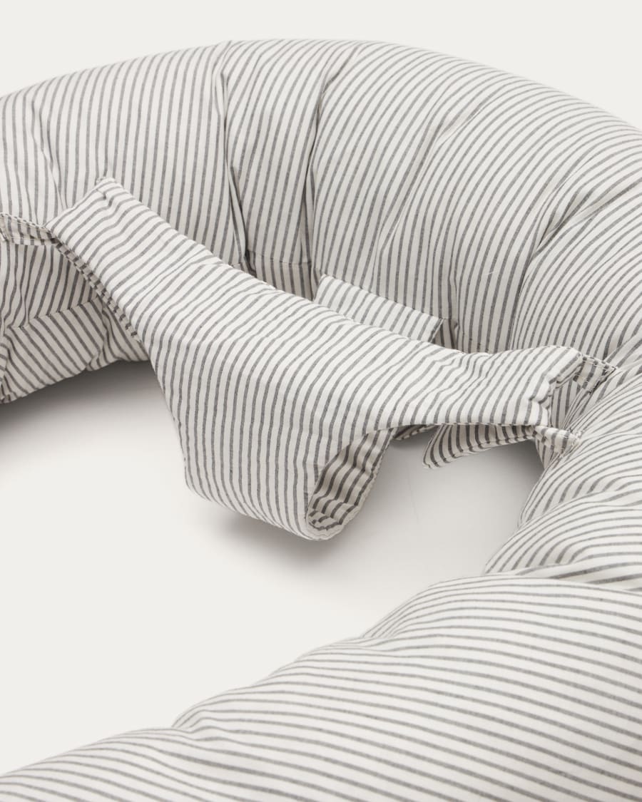 Μαξιλάρι θηλασμού Yamile 100% βιολογικό βαμβάκι (GOTS), μπεζ με γκρι ρίγες