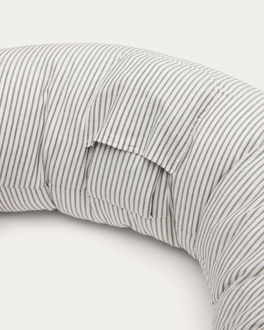 Μαξιλάρι θηλασμού Yamile 100% βιολογικό βαμβάκι (GOTS), μπεζ με γκρι ρίγες