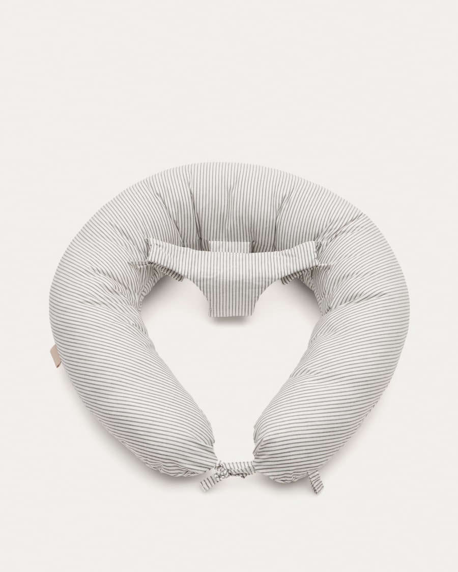 Μαξιλάρι θηλασμού Yamile 100% βιολογικό βαμβάκι (GOTS), μπεζ με γκρι ρίγες