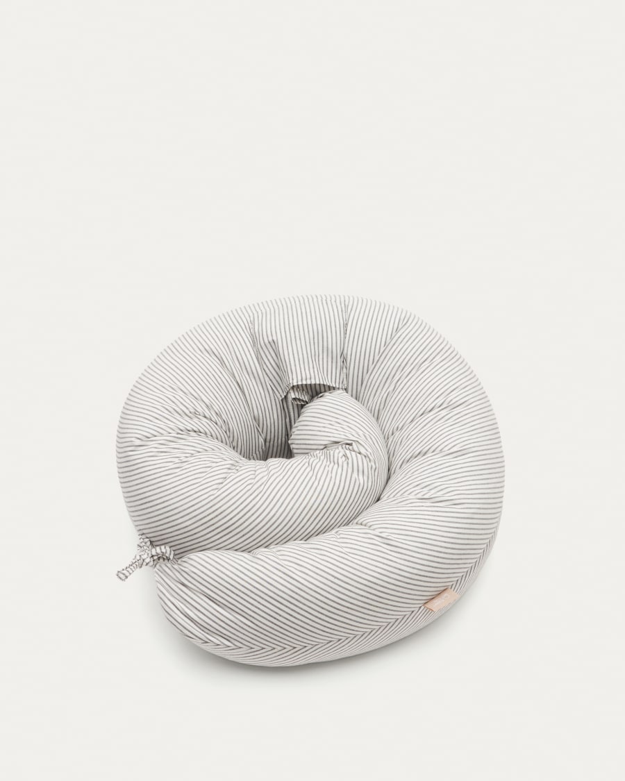 Μαξιλάρι θηλασμού Yamile 100% βιολογικό βαμβάκι (GOTS), μπεζ με γκρι ρίγες