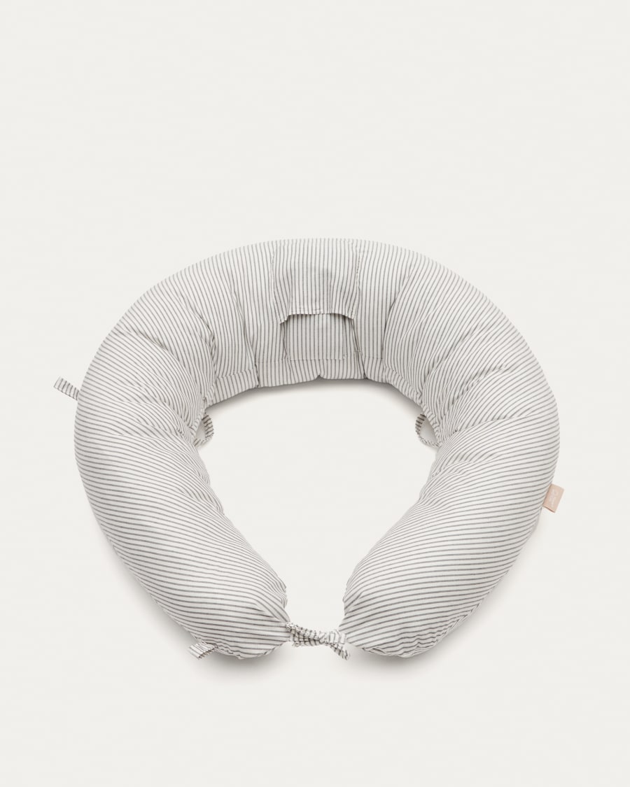 Μαξιλάρι θηλασμού Yamile 100% βιολογικό βαμβάκι (GOTS), μπεζ με γκρι ρίγες