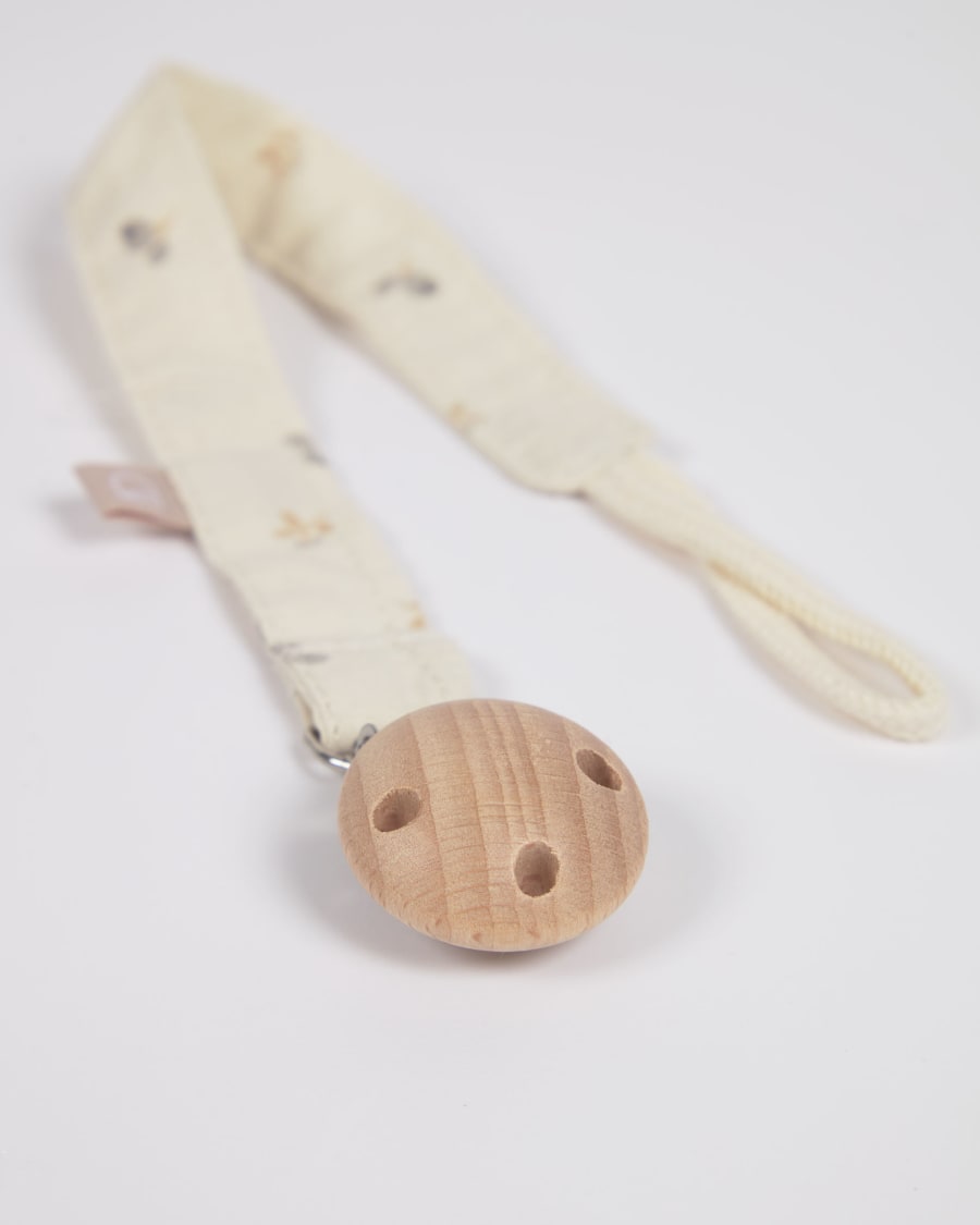 Yamile set of 2 dummy chains organic cotton GOTS in mustard and beige multicoloured leaves