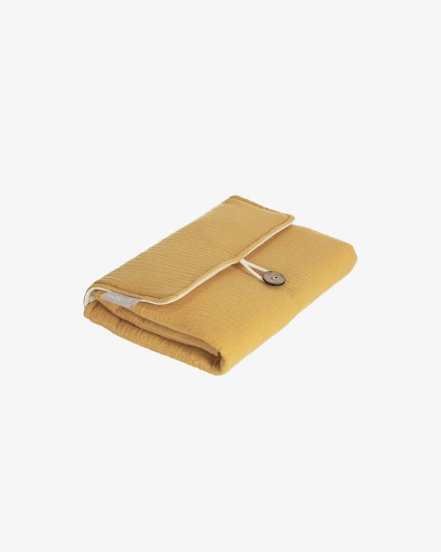 100% organic cotton (GOTS) Jeila travel changing mat in mustard yellow
