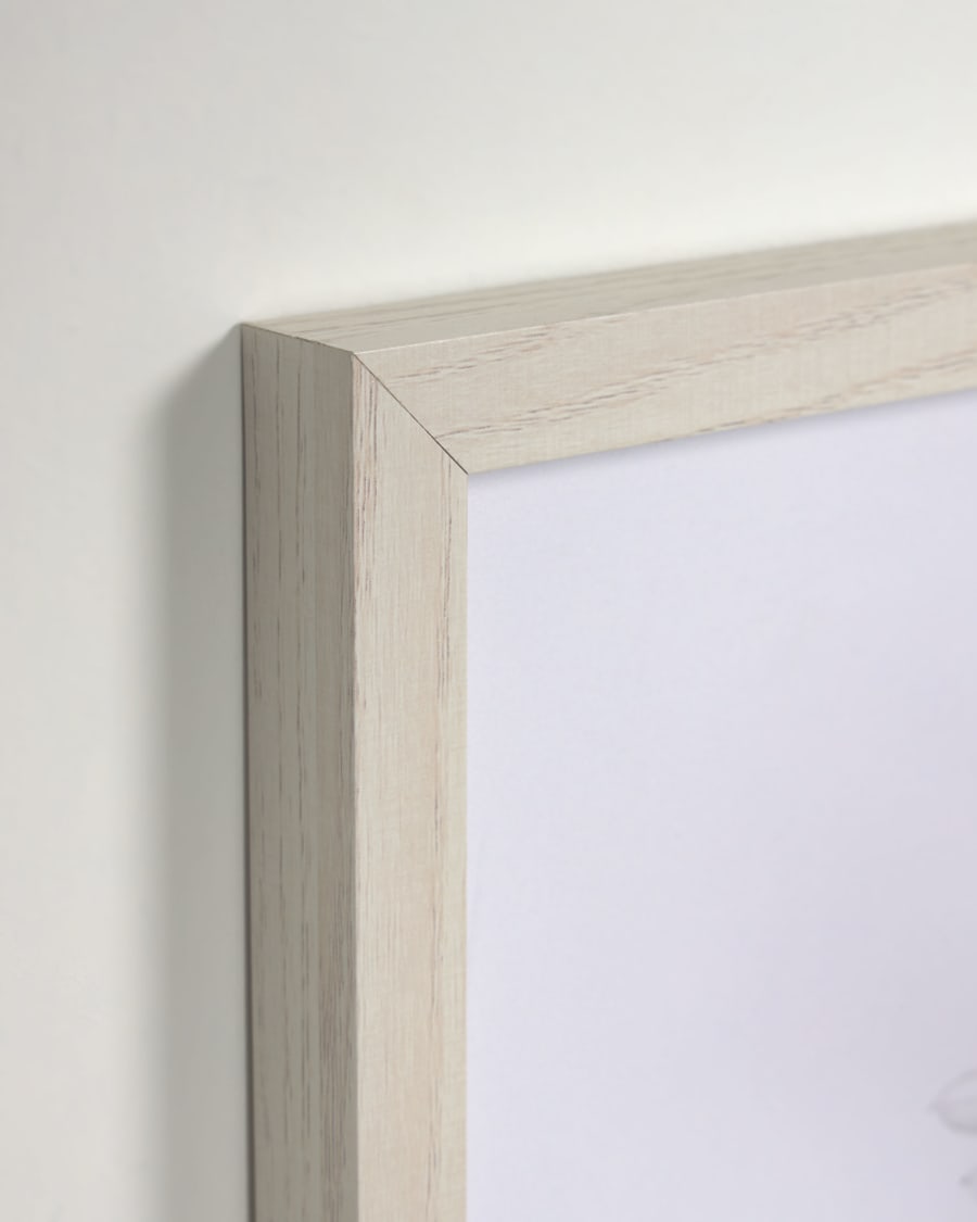 Makena grey olive leaves picture wood frame 30 x 40 cm