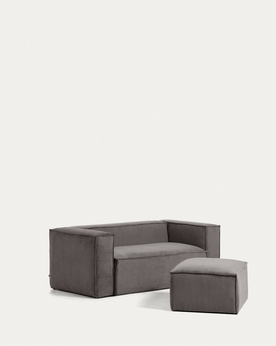 Blok 2 seater sofa in grey wide seam corduroy, 210 cm