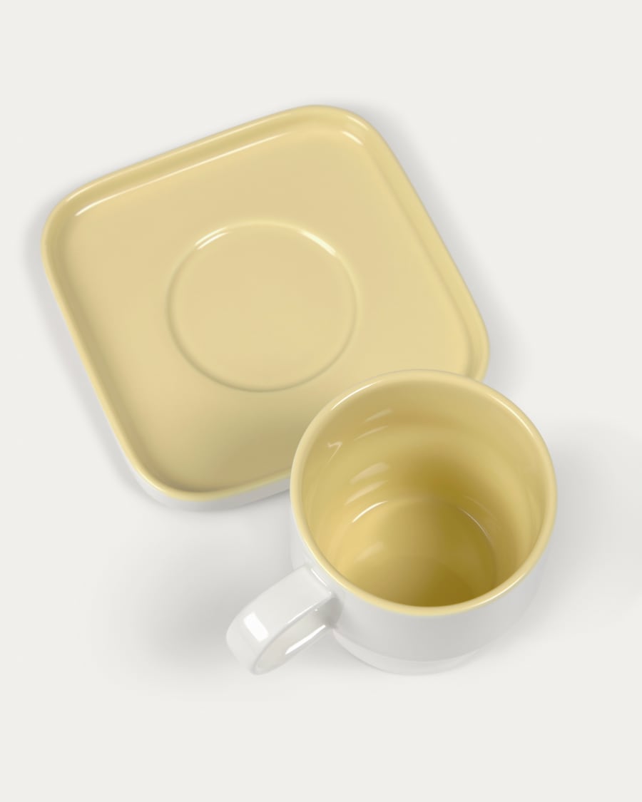 Midori ceramic cup and saucer in yellow