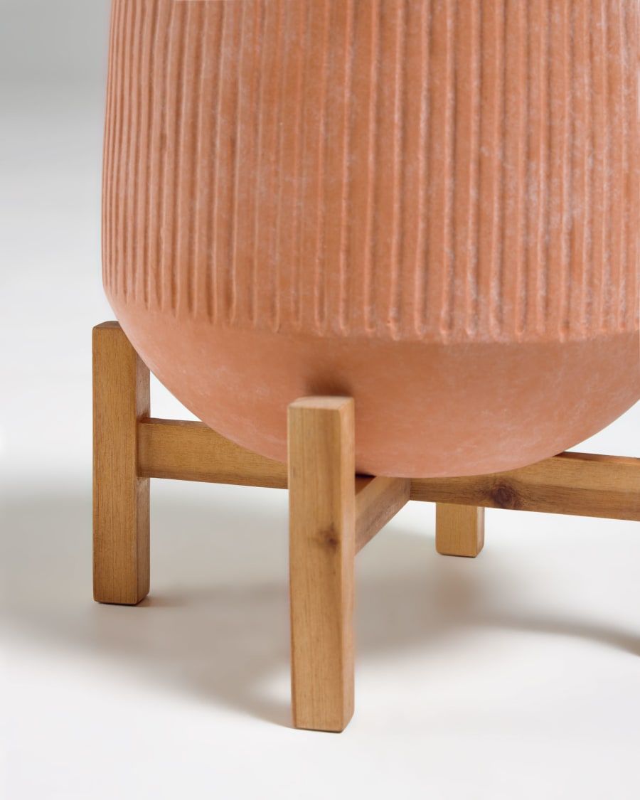 Denpasar terracotta and solid acacia wood plant pot, Ø 25 cm
