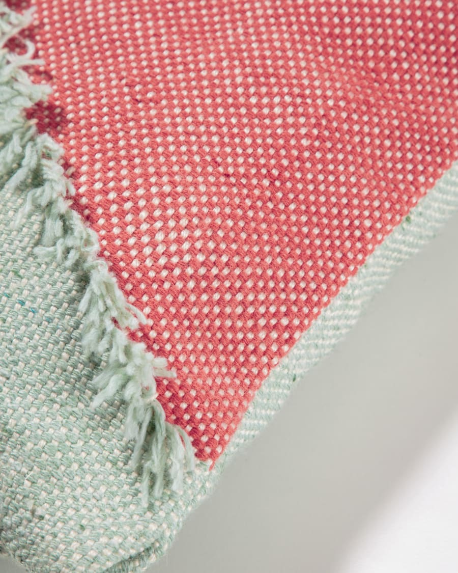 Dalila PET cushion cover with green fringe 45 x 45 cm