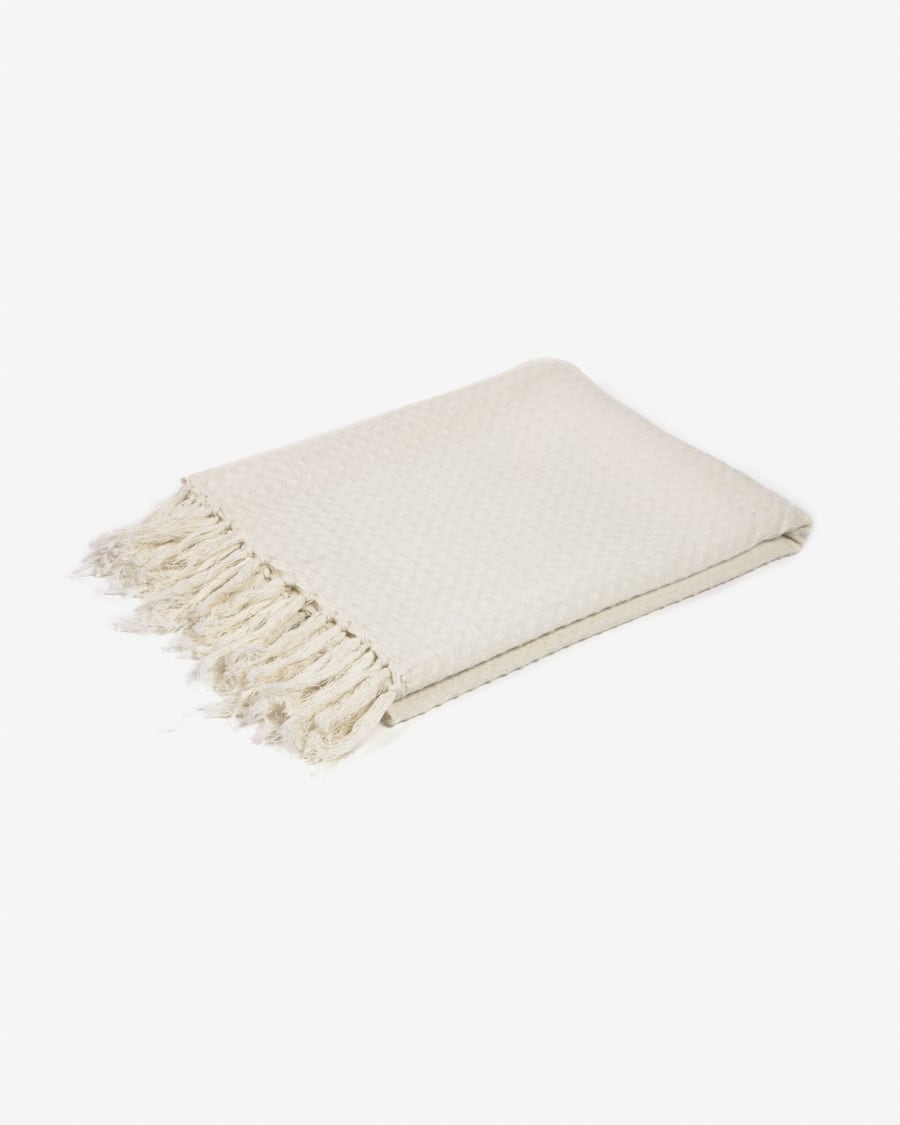 Shallow 100% cotton blanket in white 130 x 170 cm