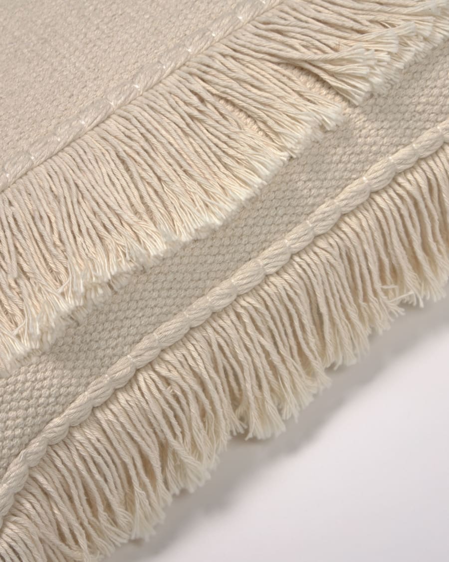 Edelma cotton cushion cover in beige with fringe 45 x 45 cm