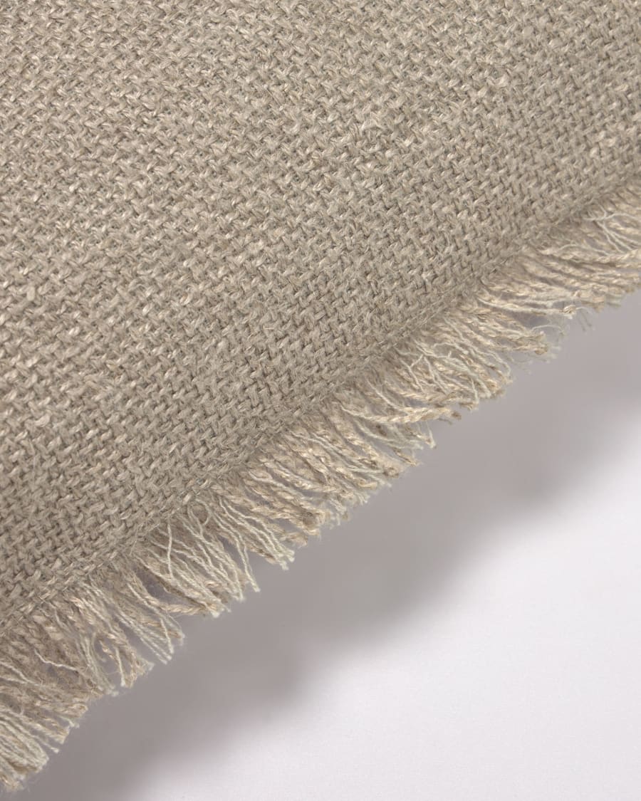 Ailen beige cotton and linen cushion cover with fringe 30 x 50 cm