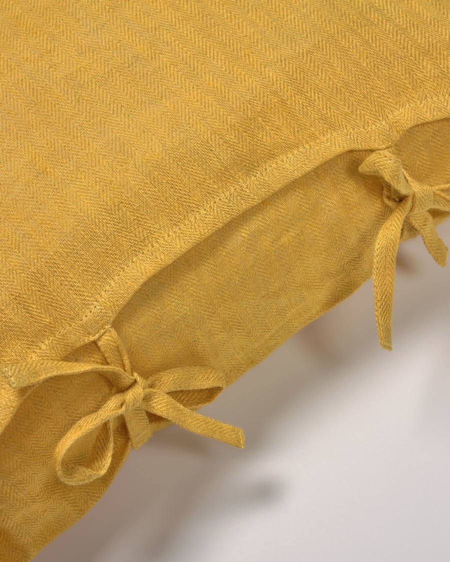 Tazu 100% linen cushion cover in mustard 45 x 45 cm