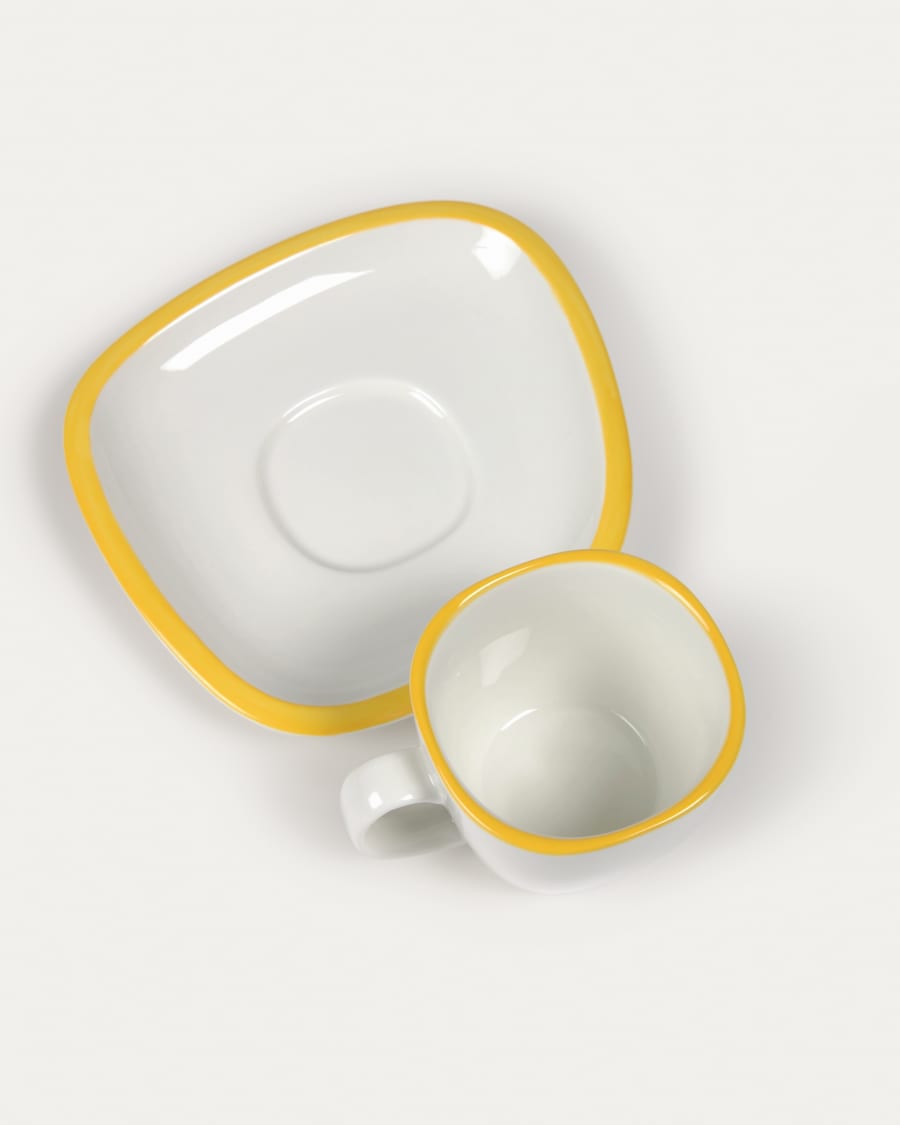 Odalin porcelain coffee cup in yellow and white