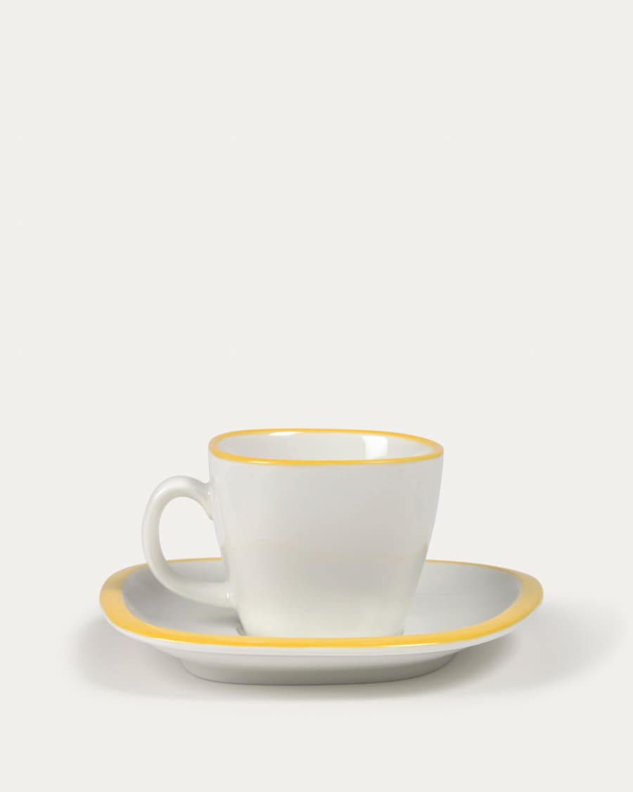 Odalin porcelain coffee cup in yellow and white