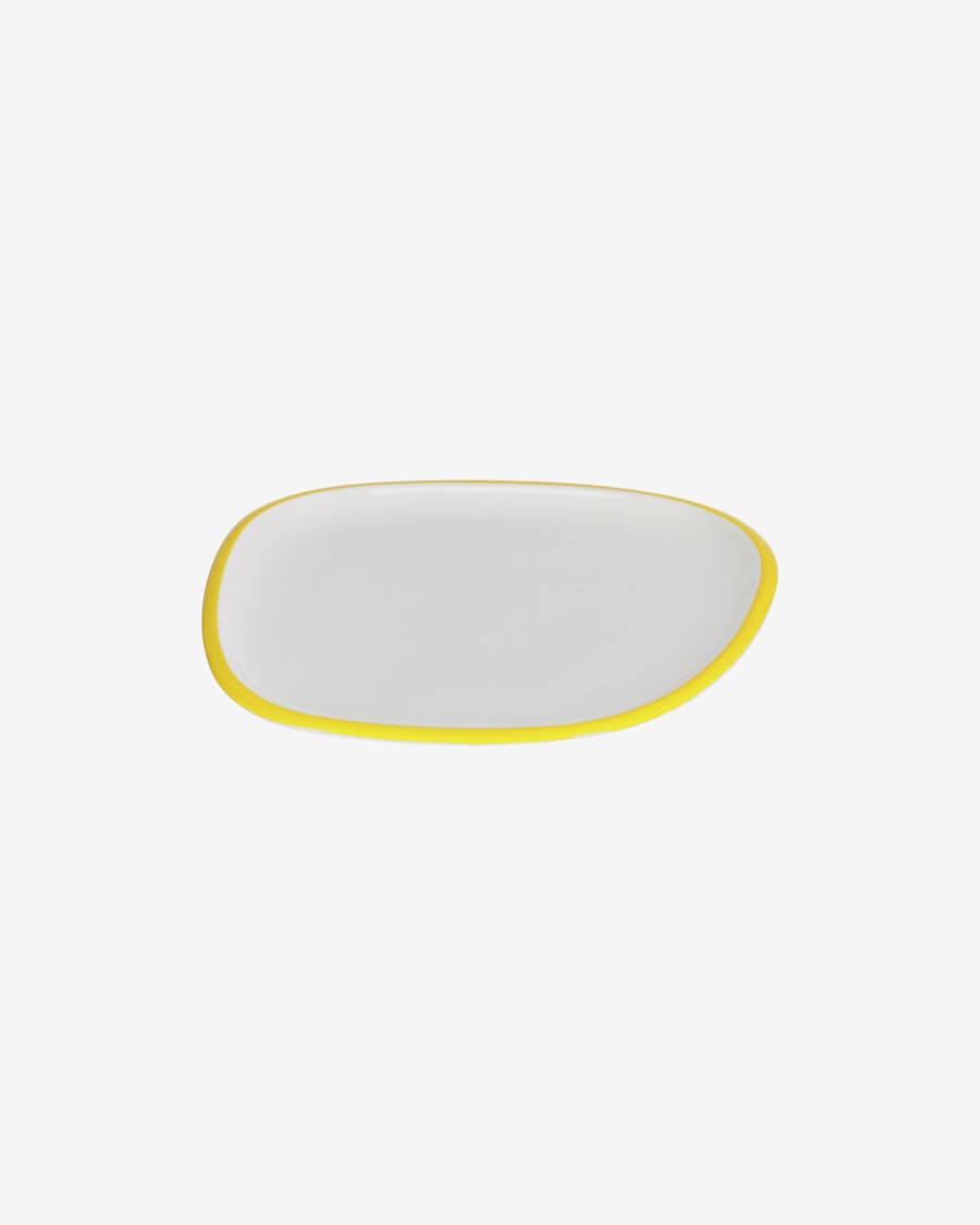 Odalin porcelain dessert plate in yellow and white