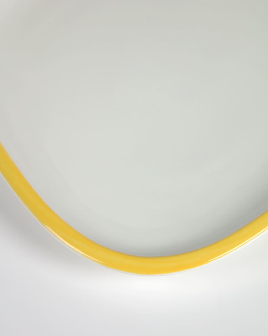 Odalin porcelain dessert plate in yellow and white