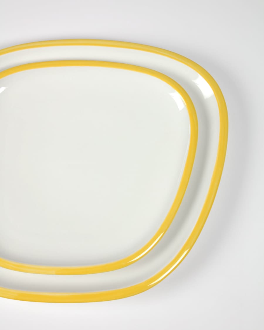 Odalin porcelain dessert plate in yellow and white