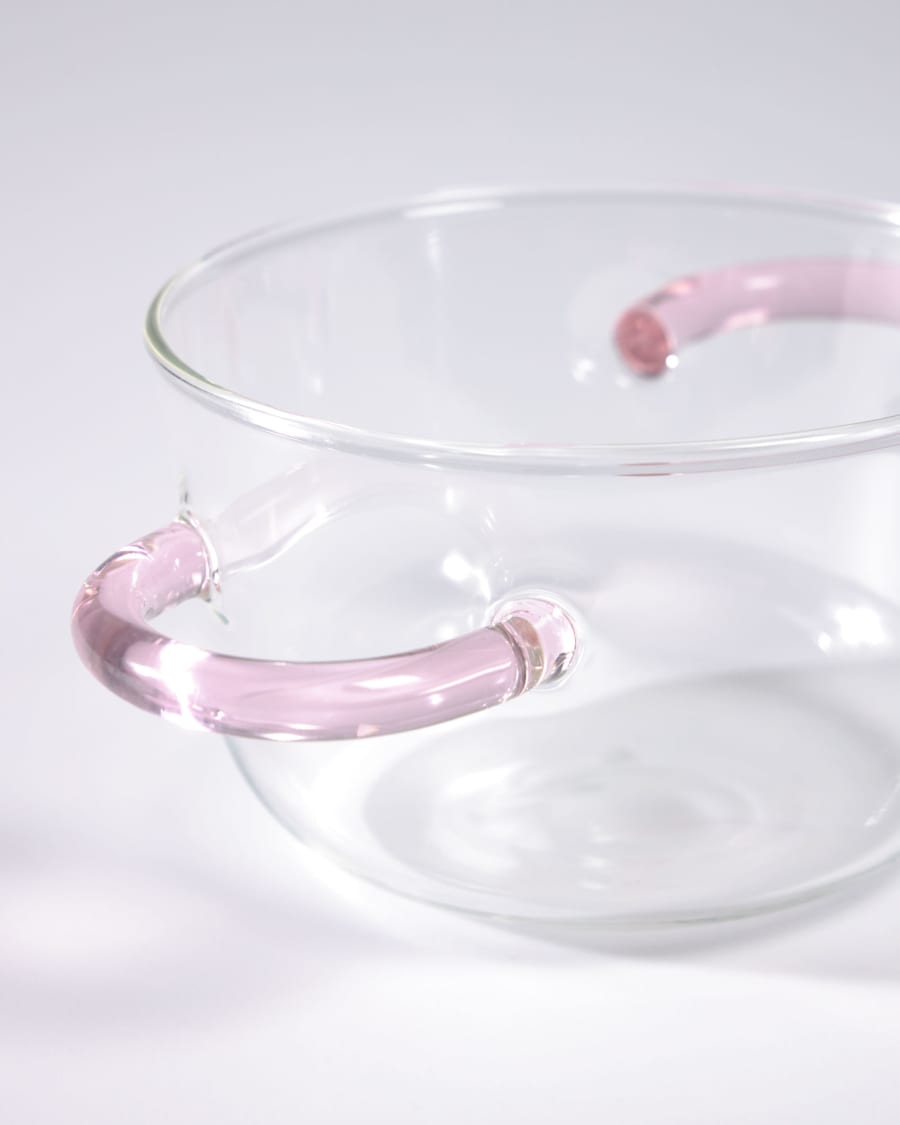 Γυάλινο μπολ Dusnela, διαφανές και ροζ