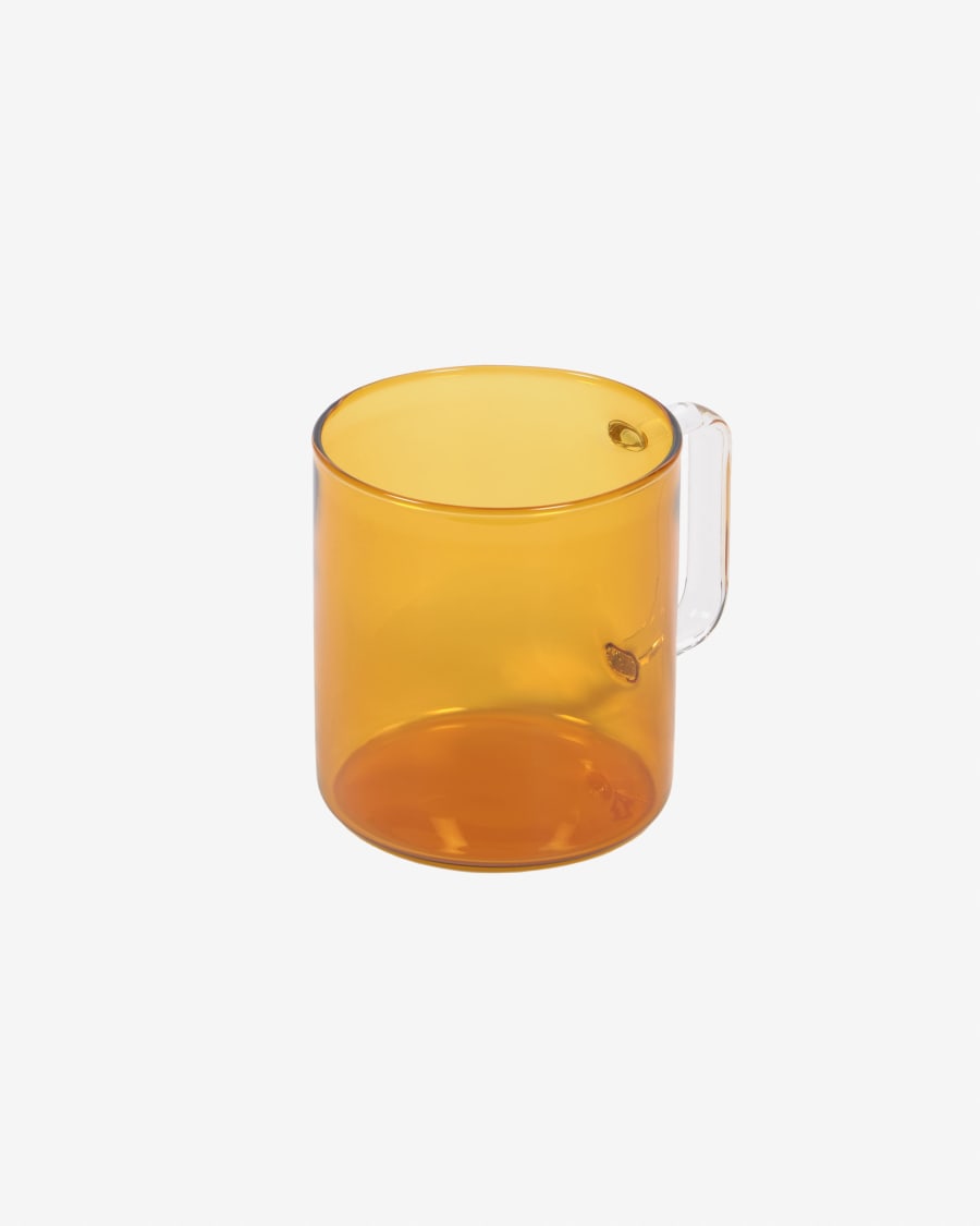 Coralie orange and transparent glass cup