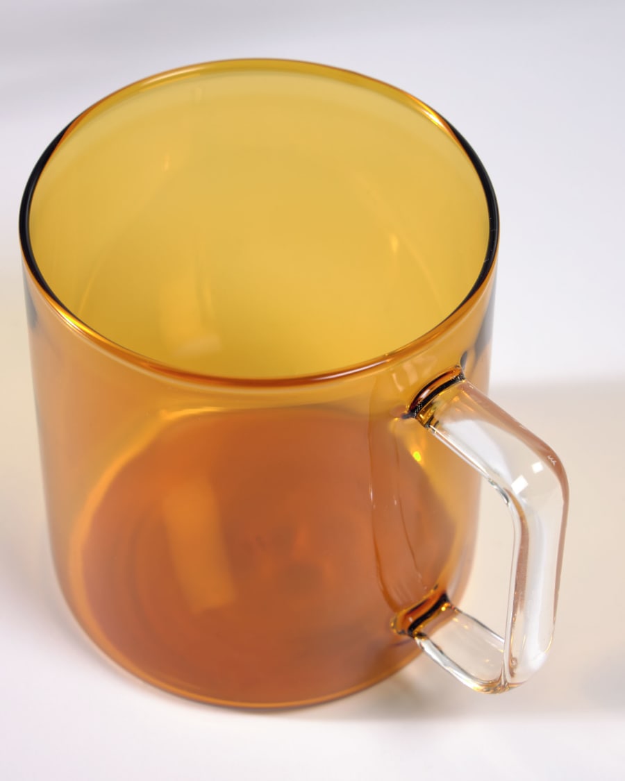 Coralie orange and transparent glass cup
