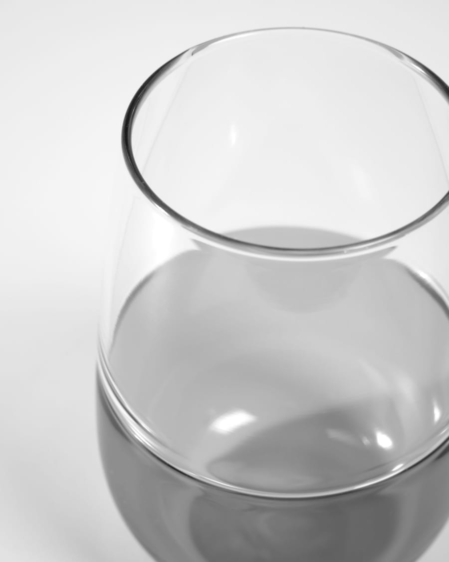 Μεγάλο γυάλινο ποτήρι Inelia, διάφανο και γκρι