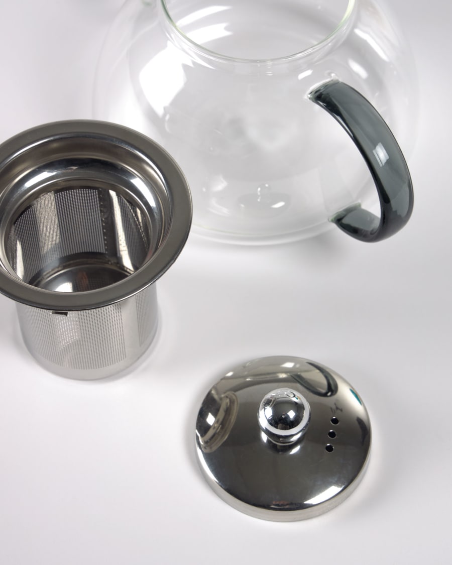 Dolis transparent and grey glass teapot