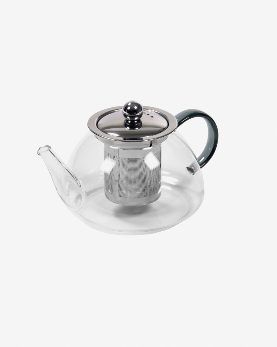 Dolis transparent and grey glass teapot