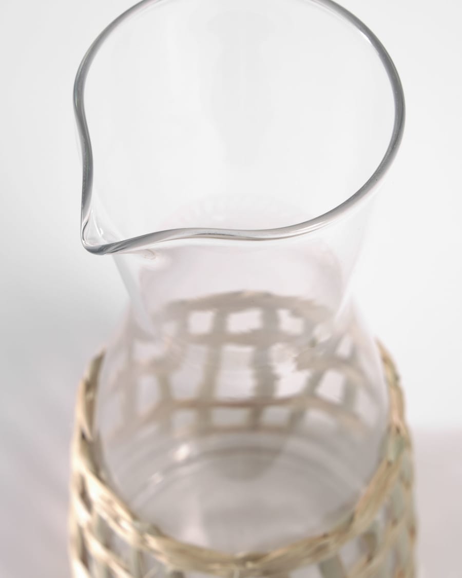 Emelia jug in transparent glass and brown fibre