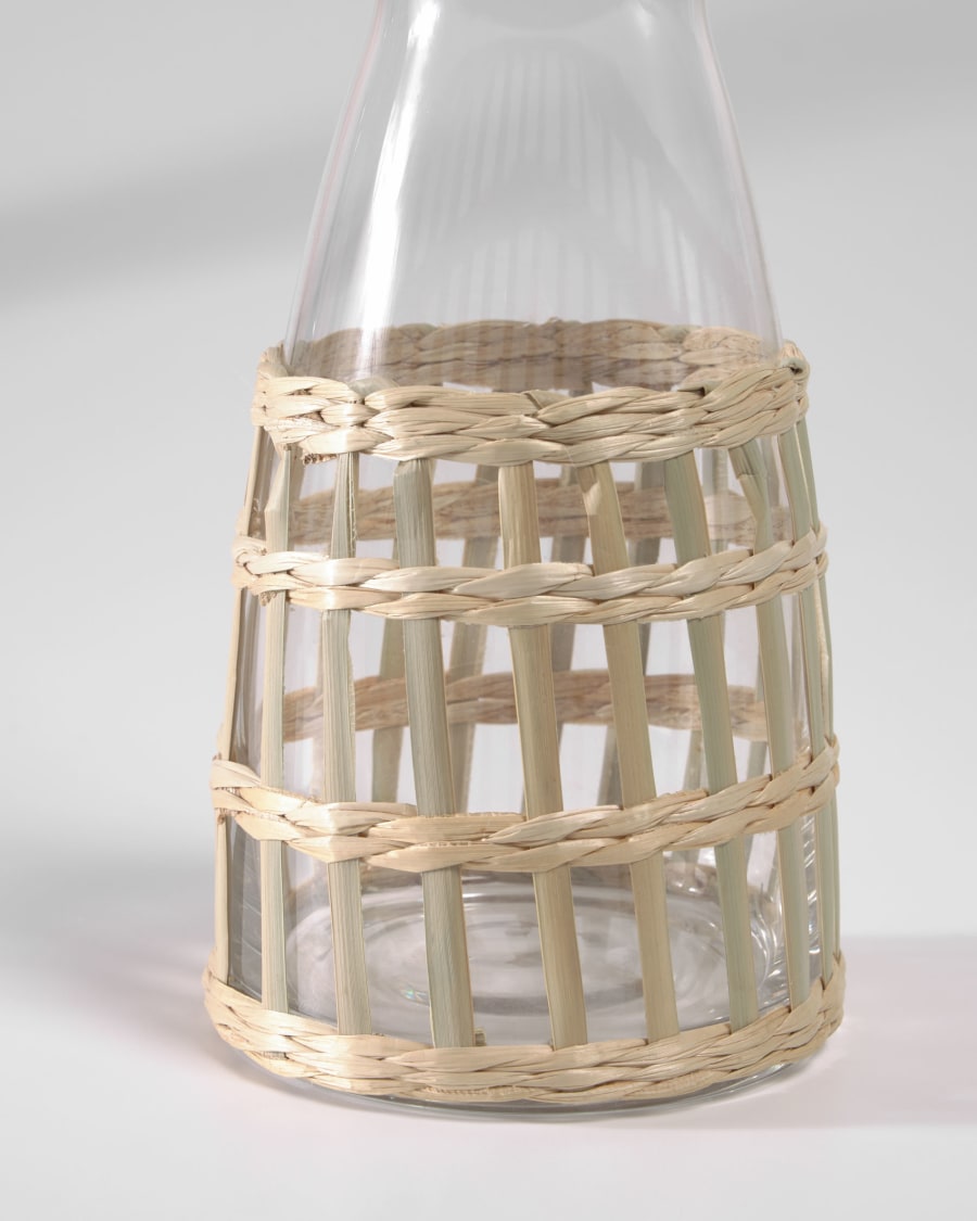 Emelia jug in transparent glass and brown fibre