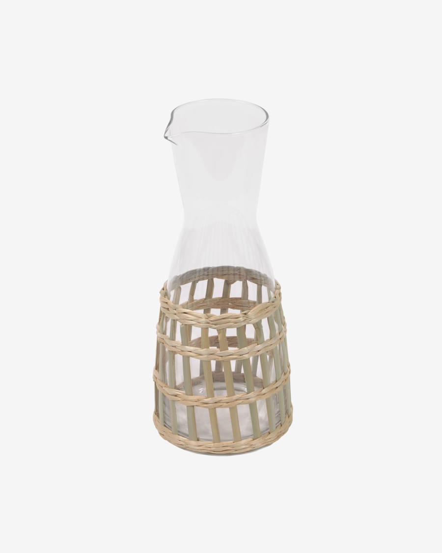 Emelia jug in transparent glass and brown fibre
