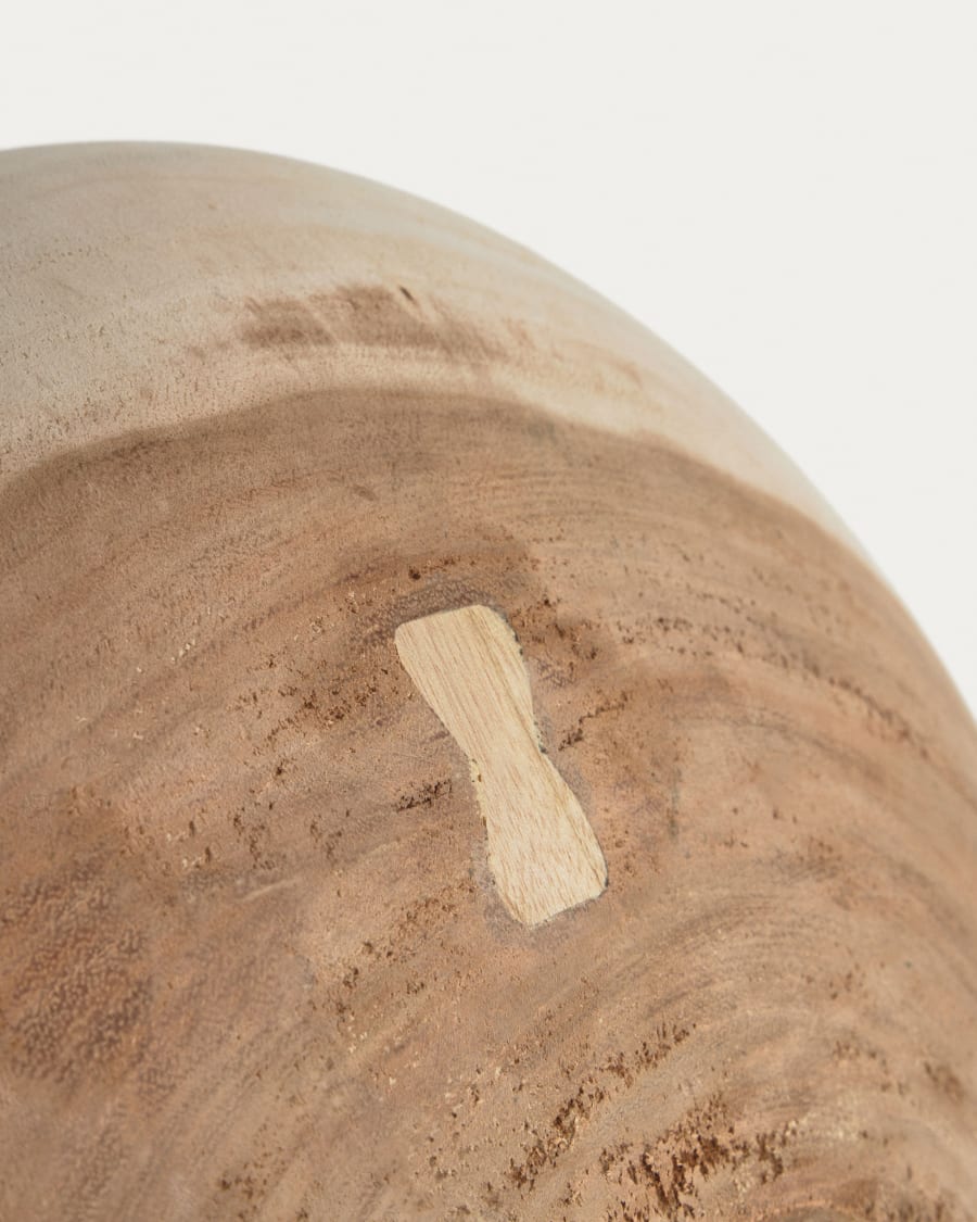 Melisa solid munggur wood wall panel with white striped Ø 30 cm