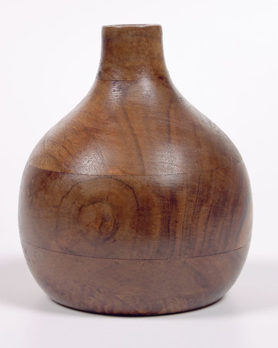 Tyara solid acacia wood vase, 15,5 cm