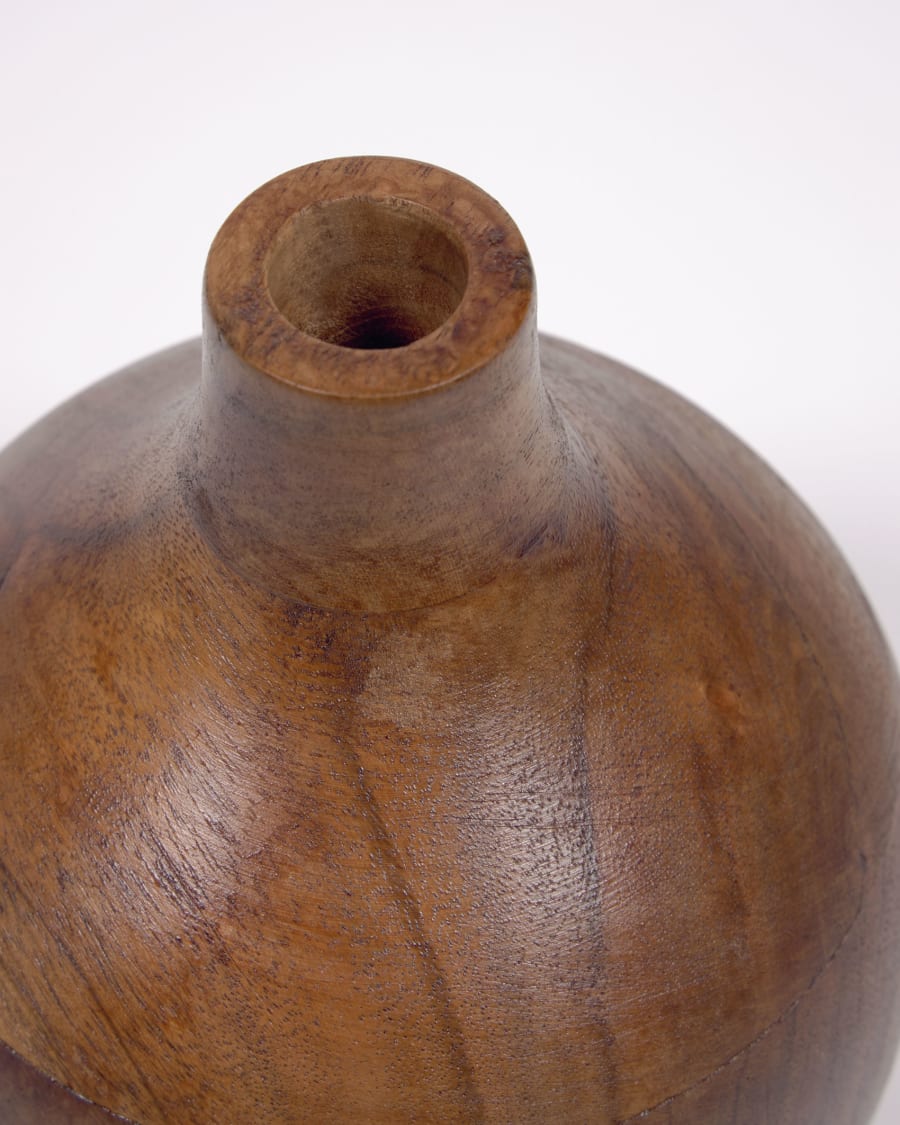 Tyara solid acacia wood vase, 15,5 cm
