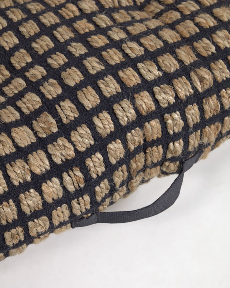 Adelma jute and cotton floor cushion and pallet in black and neutral 60 x 120 cm