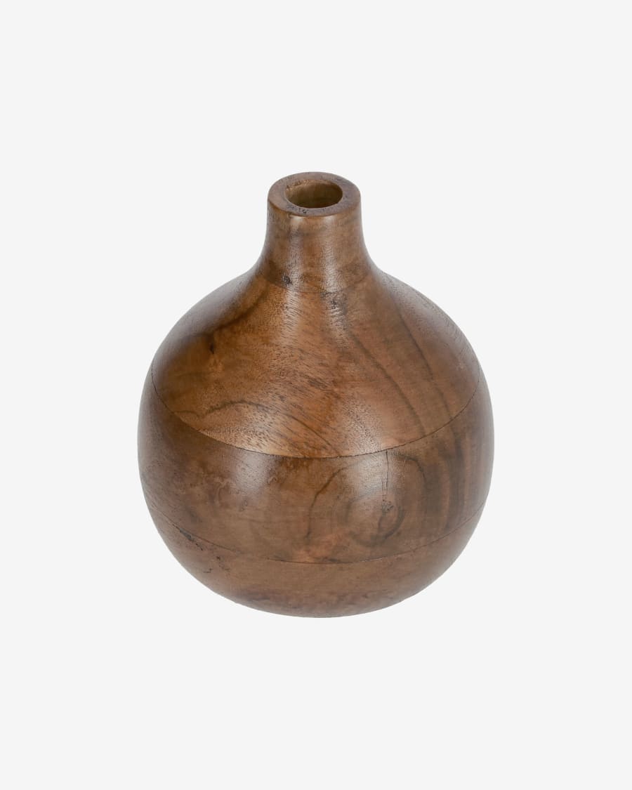 Tyara solid acacia wood vase, 15,5 cm