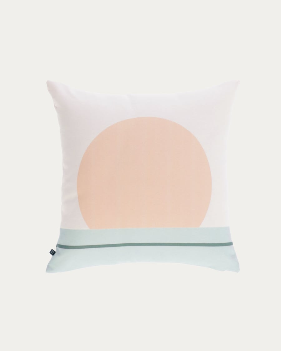 Glendale beige cushion cover with circle in multicolour pattern 45 x 45 cm