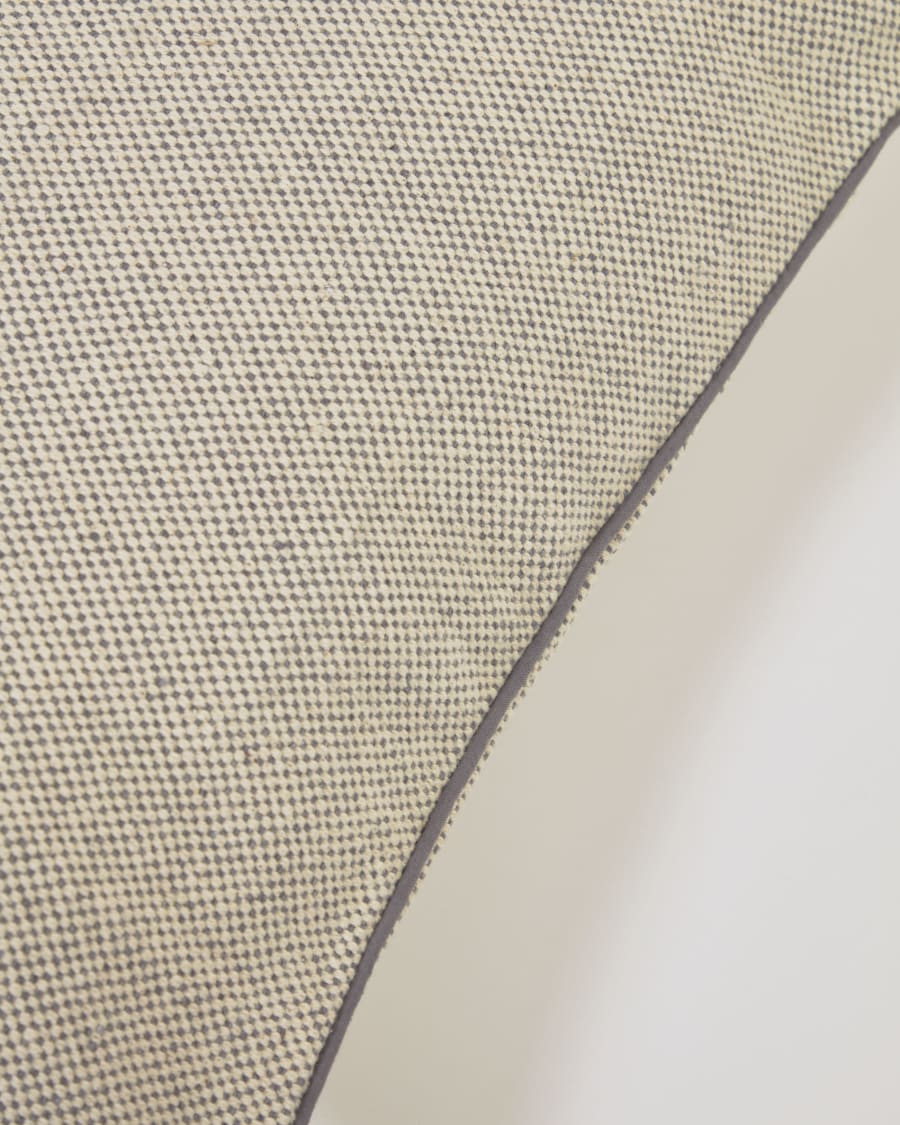 Celmira 100% cotton cushion cover in beige with grey embroidery 30 x 50 cm
