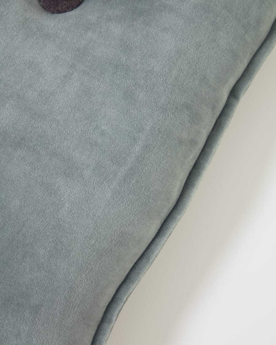 Cuscino Brunetta in velluto turchese scuro 35 x 50 cm