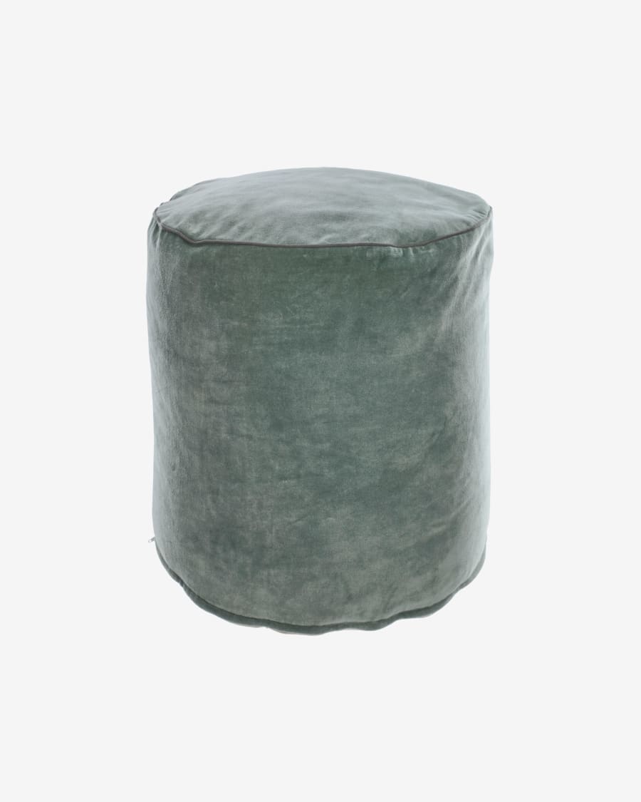 Brunetta round pouffe in dark turquoise velvet Ø 40 cm